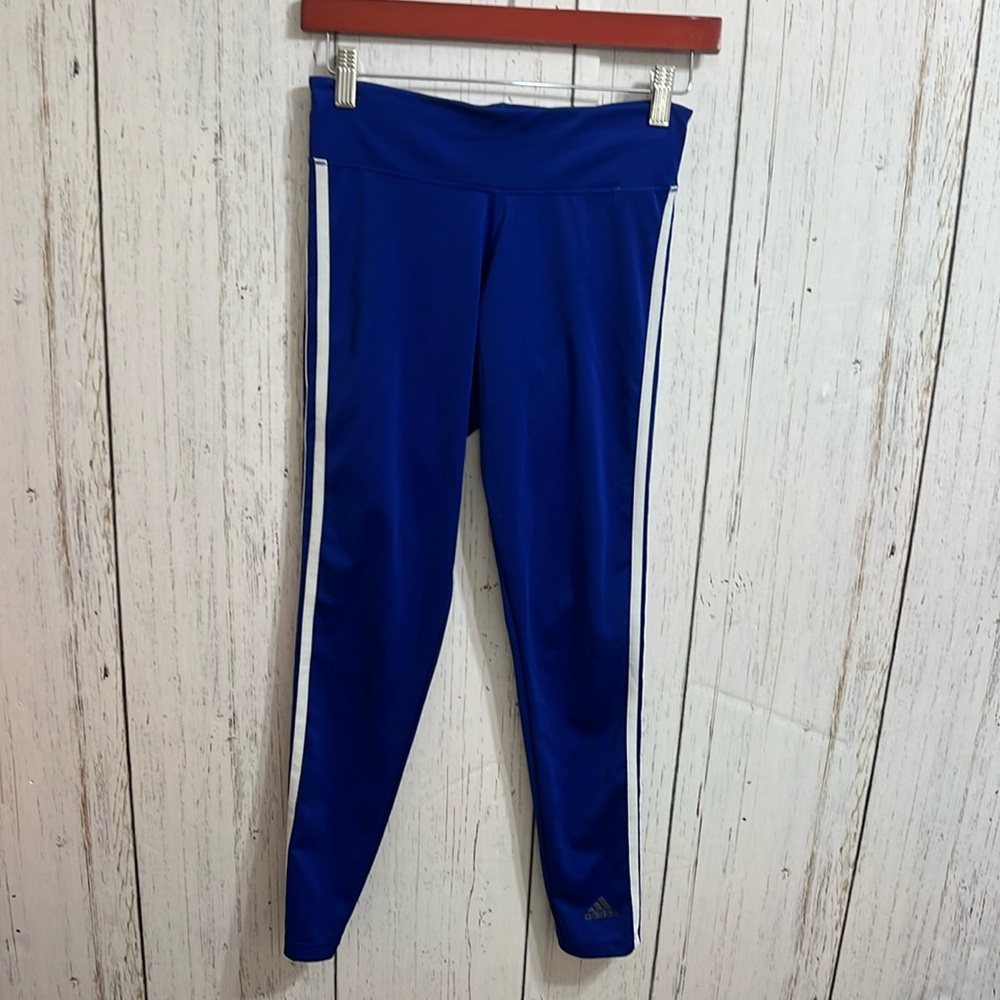 Adidas Climalite Royal Blue White Stripes Leggings Size Small